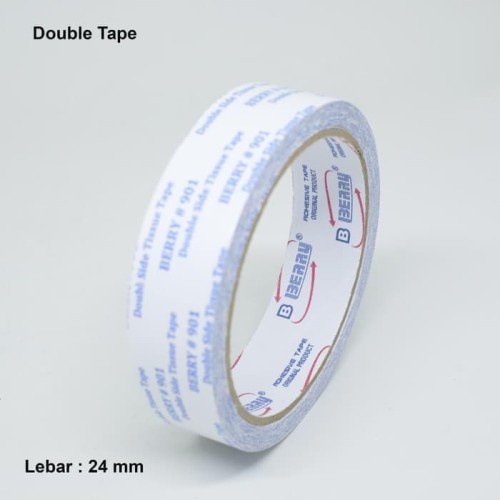 

DOUBLE TAPE / ISOLASI BOLAK-BALIK / DOUBLE-TAPE BERRY 1 INCHI / 24MM