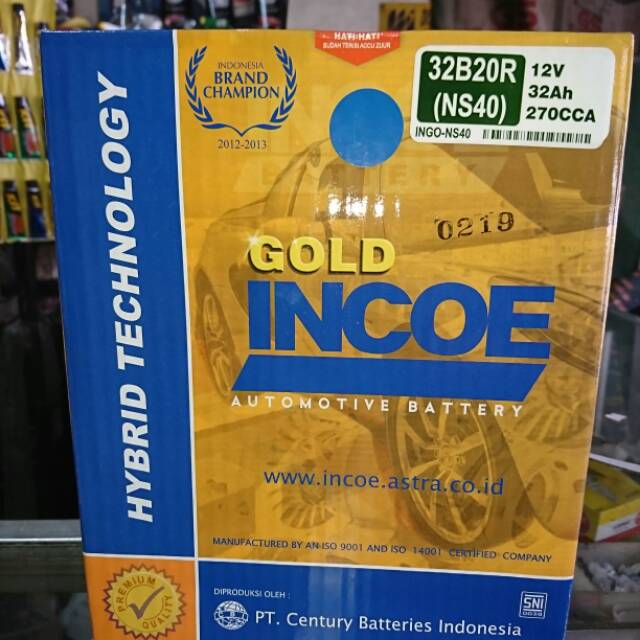 Aki INCOE Gold NS40 atau NS40L 32Ah aki mobil avanza xenia zebra 1000cc ayla agya  brio