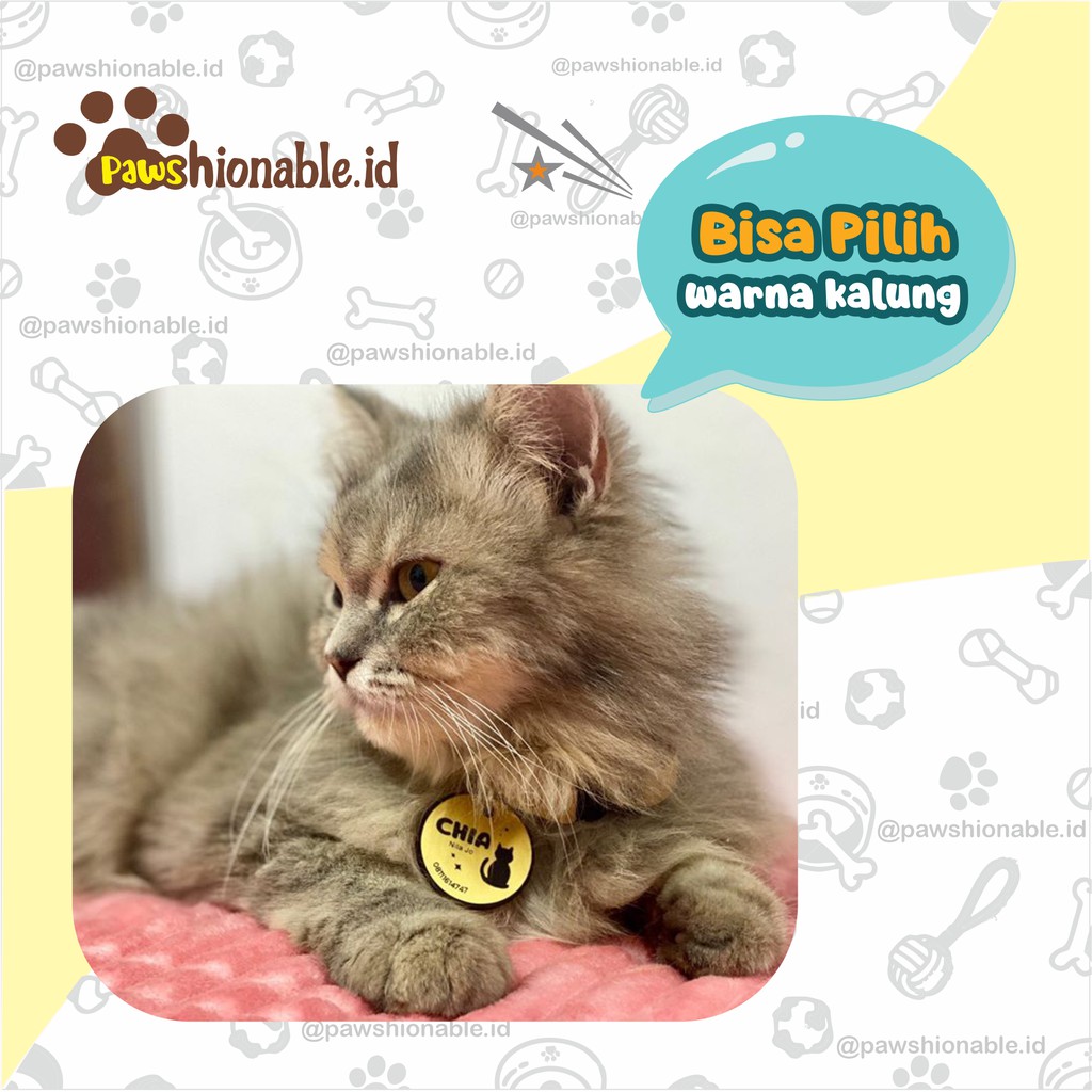 K06 - Kalung Custom Nama Kucing Aksessoris Hewan PU Leather/Kulit Sintetis