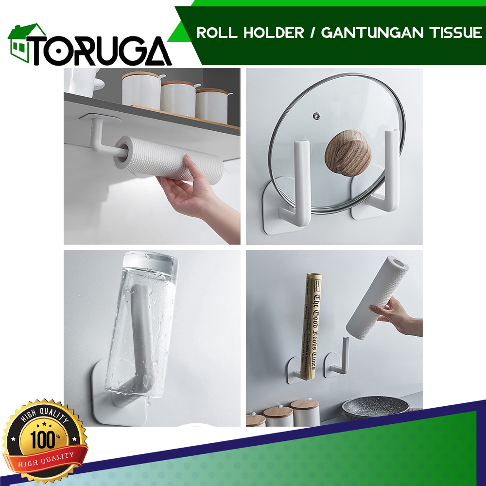 Gantungan Kain Lap Roll Tempat Tisu Dapur Tempel Dinding Holder Tissue Gulung Serbaguna