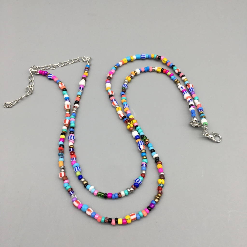 Rice Bead Necklaces Handmade Fashion All-match Glass Rice Bead Short Necklace Pendant Accessories