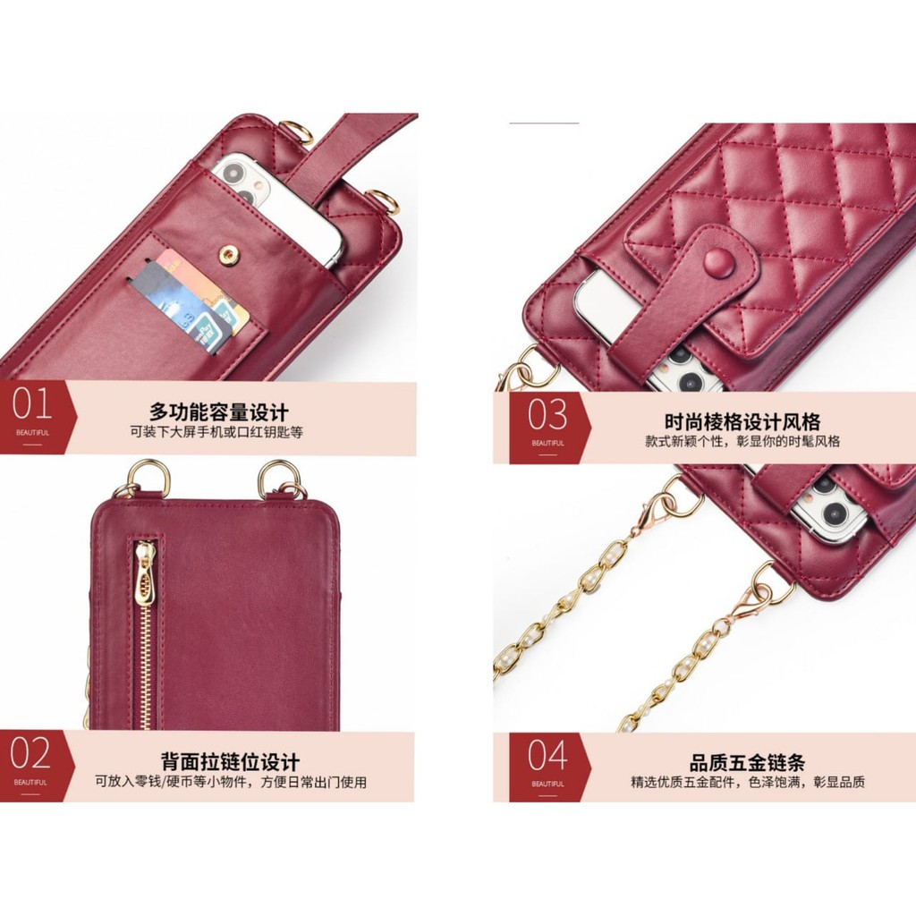 DOMPET HP SELEMPANG PESTA KULIT DAVENA POCKET PREMIUM HANDPHONE UANG TALI KARTU RANTAI KOREA IMPORT MURAH BATAM KEKINIAN REMAJA