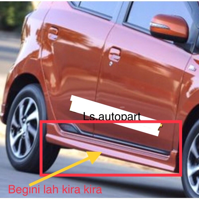 side skirt body kit Agya Ayla 2020 barang ORIGINAL KANAN MERAH