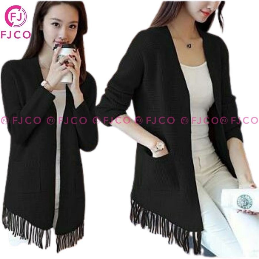 FJCO - Cardigan Wanita Oversize Jumbo Korea Cardigan Rajut Jumbo Cardigan Rajut Rumbai