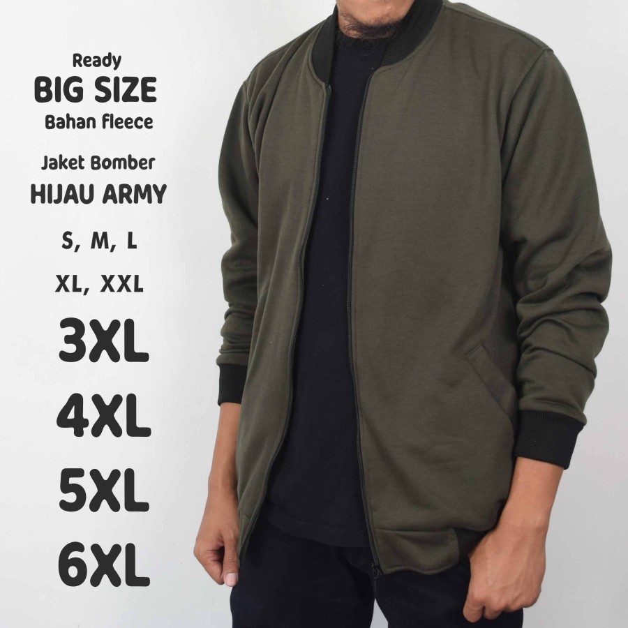 JAKET HOODIE BOMBER ARMY HITAM BIG SIZE JUMBO