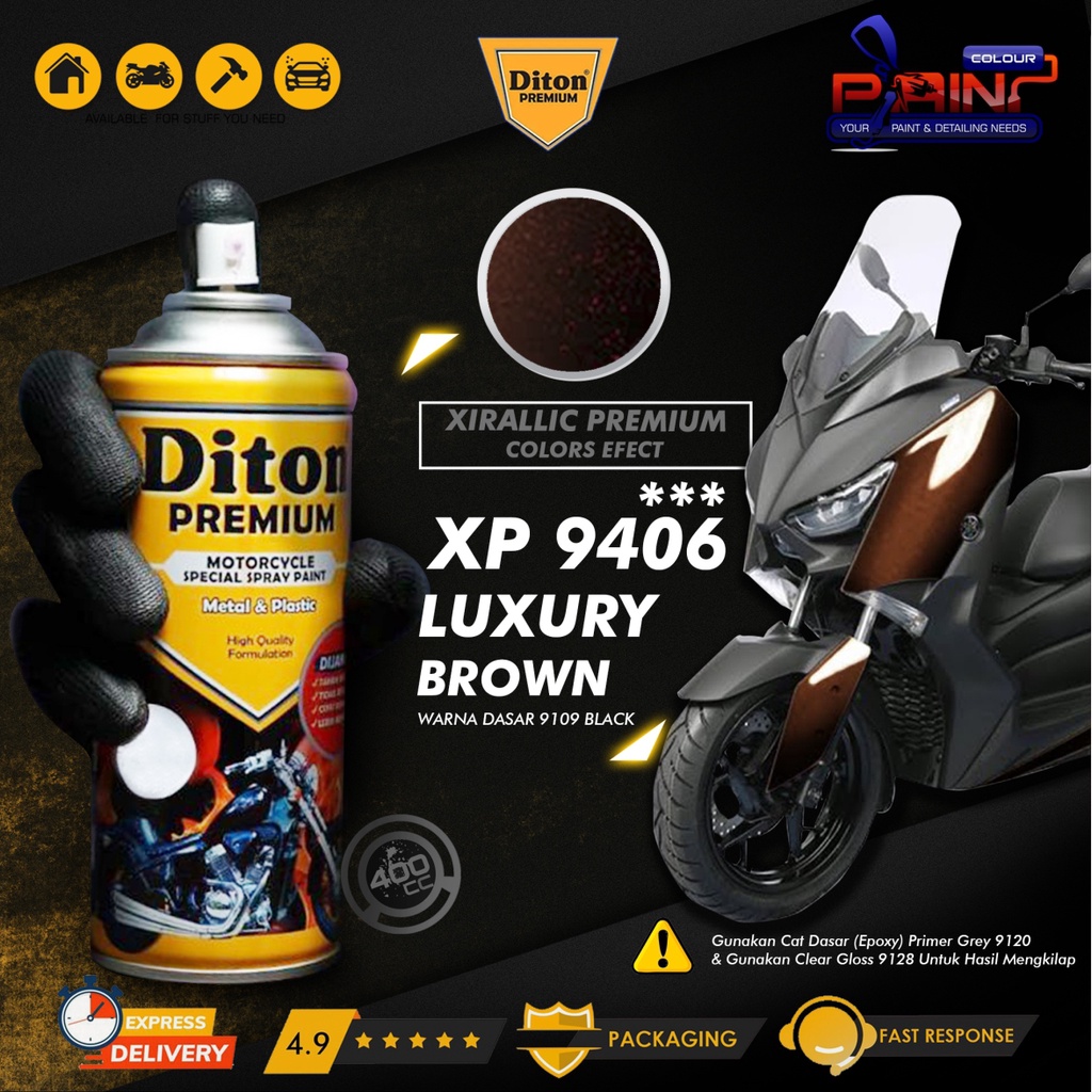 CAT SEMPROT DITON PREMIUM XIRALLIC PREMIUM LUXURY BROWN XP 9406*** VARIAN TERBARU