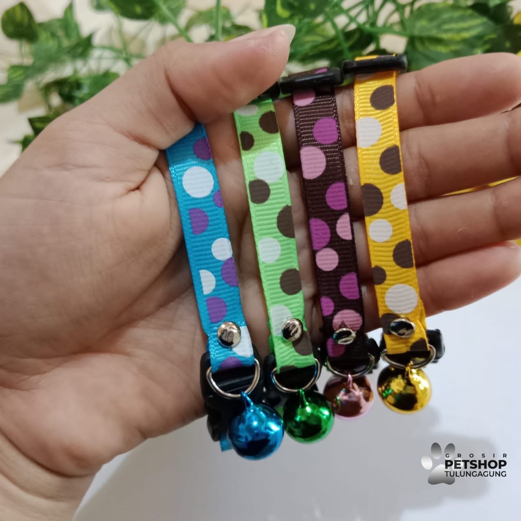 Kalung Kucing 1 Lonceng Motif Polkadot 14ml