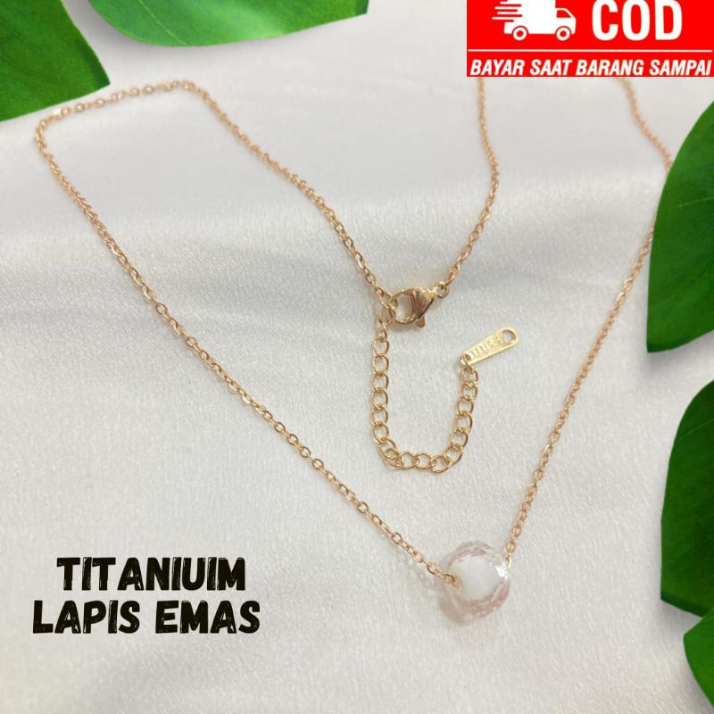 kalung liontin batu kristal kalung titanium wanita dewasa cod