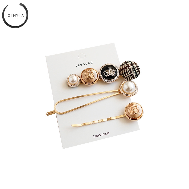 【8 Groups】Korea Ins Wind Pearl Edge Clip Pearl Hairpin Sweet Wind Bangs Clip Set Hairclip