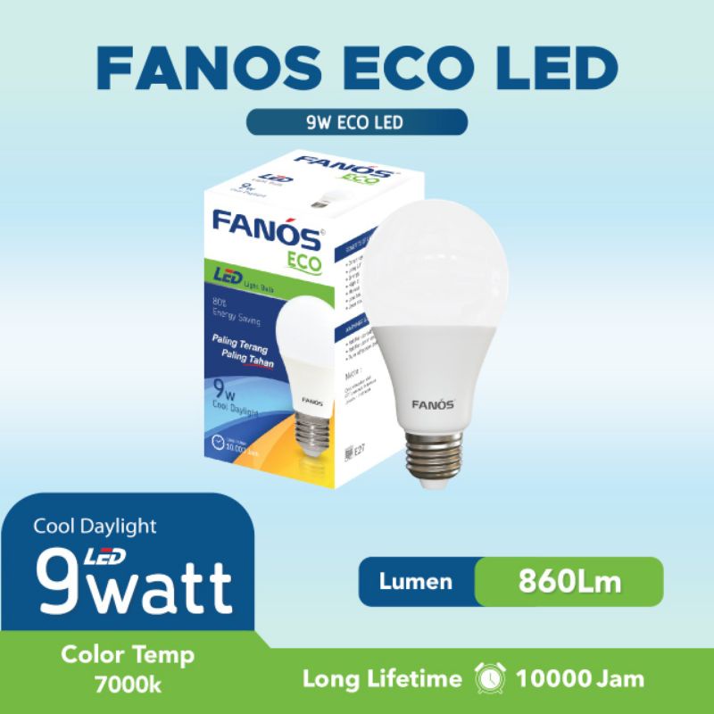 Lampu Led Fanos Eco 9w 9 watt Garansi 1 Tahun Cahaya Putih