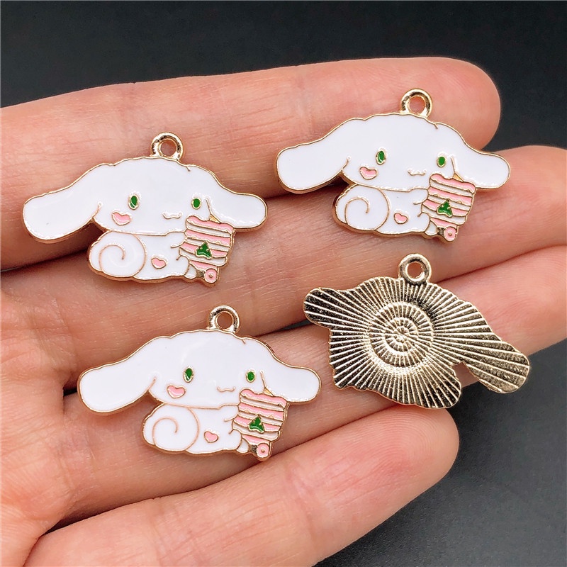 4pcs Liontin Enamel Bentuk Telinga Kelinci Besar Bahan Alloy Charms