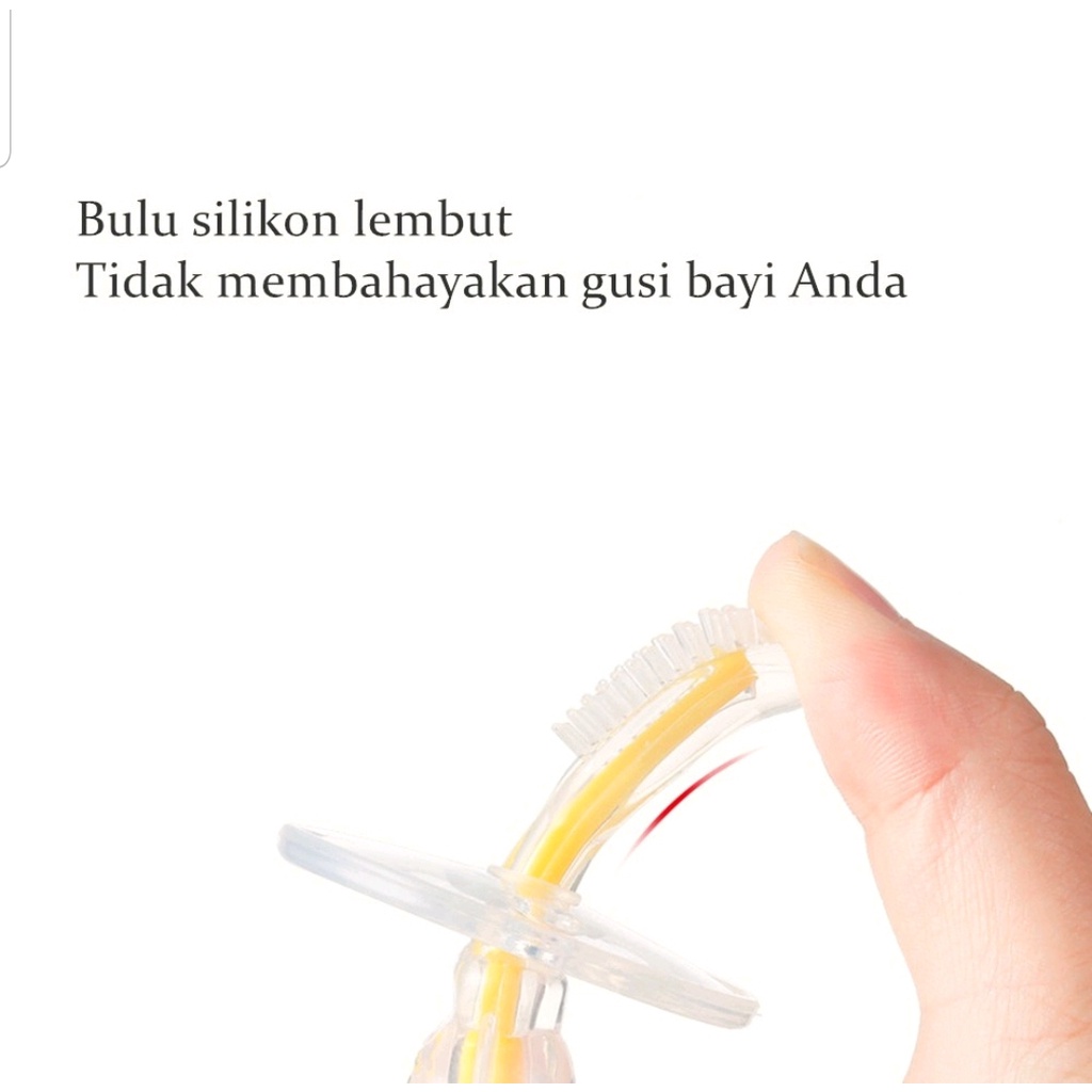 SIKAT GIGI BABY SILICONE TRAINING DENGAN PELINDUNG ANTI SEDAK UNTUK BAYI / FINGER TOOTH BRUSH - BD