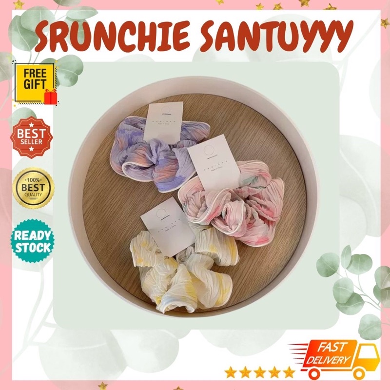 IKAT RAMBUT BANDANA SILK SCRUNCHIE SRUNCHIE SCRUNCIE SKRUNCHIE SCRUNCHIES AKSESORIS ASESORIS HAIR AC