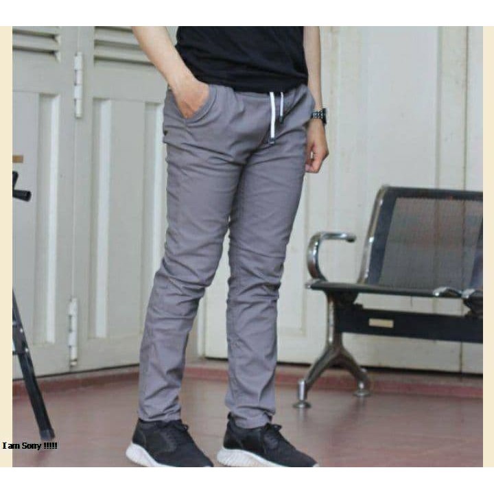 CELANA Pria SLIMFIT Panjang chino KERJA HARIAN HITAM MOCCA ABU GREY KREAM CREAM Sz 27 - 38