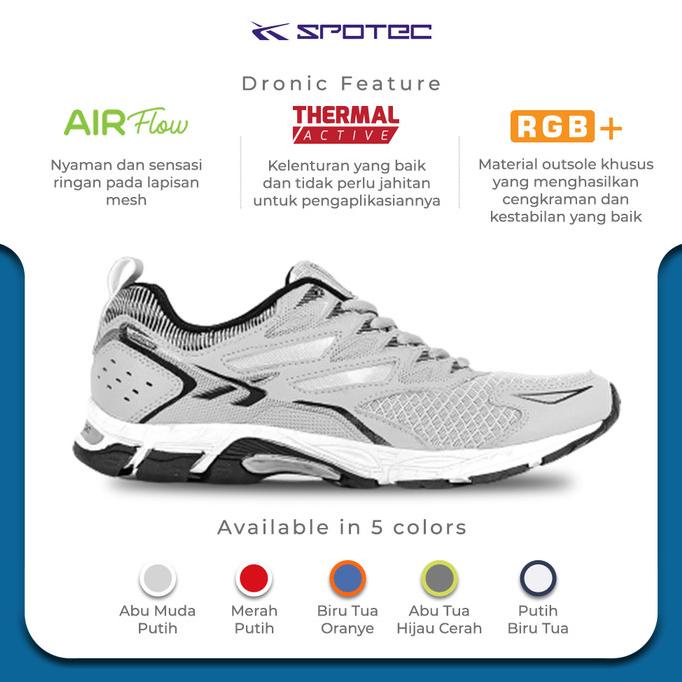 SPOTEC Sepatu Running Dronic Abu Muda - Putih