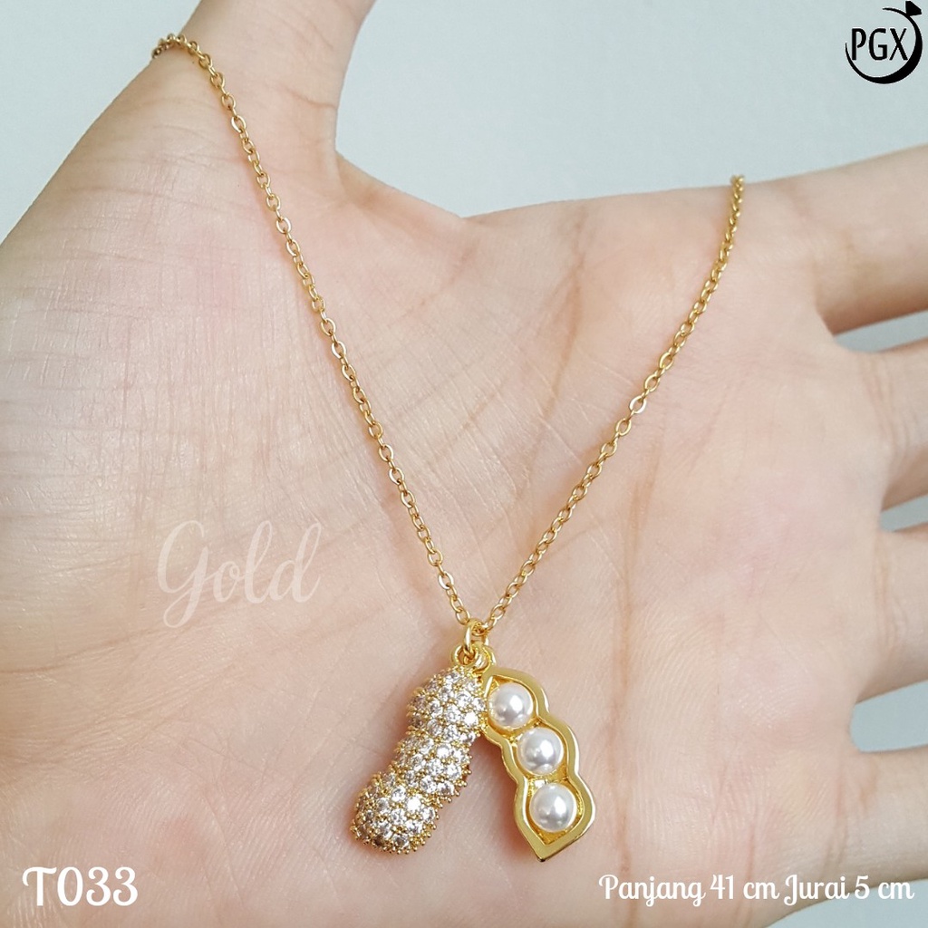 PGX Kalung Titanium Wanita Anti Karat Aksesoris Fashion Perhiasan Premium - T033