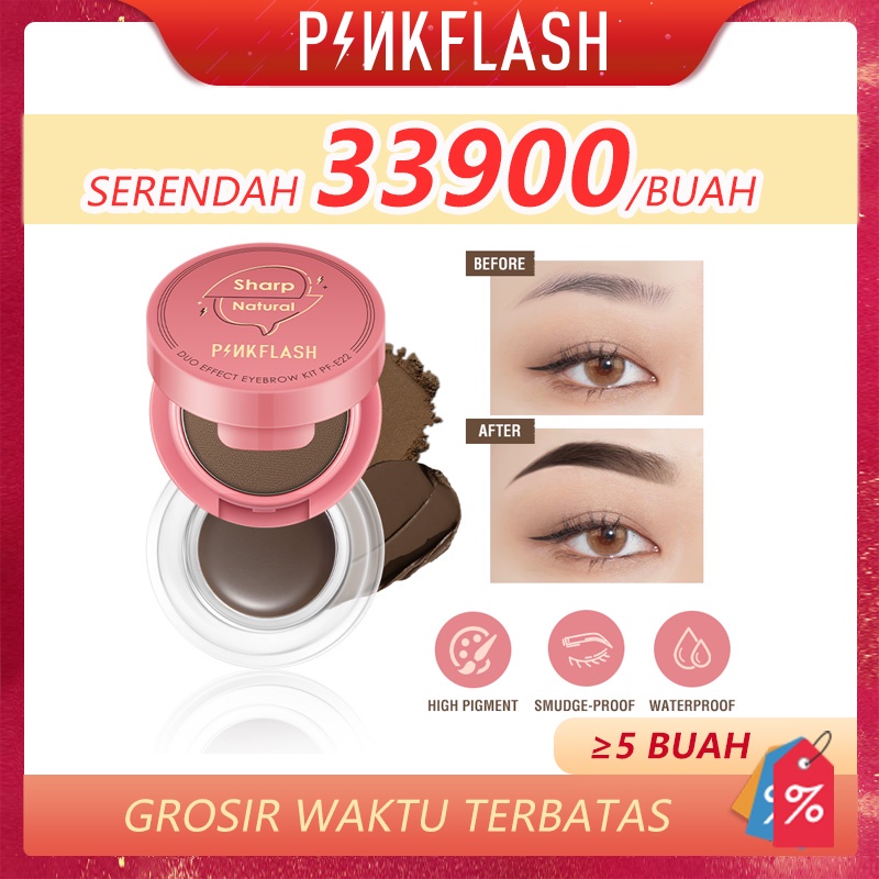 PINKFLASH 2 in 1 Eyebrow Gel Waterproof Eyebrow Cream  Powder pomade Eyeliner smudge-proof high pigment lasting Multi-uses