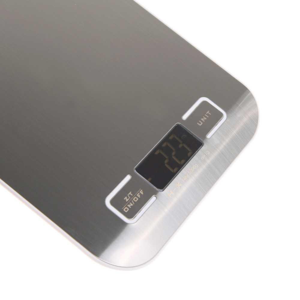 Timbangan Dapur Digital 5kg 1g Stainless Steel Kitchen Scale bumbu Taffware Digipounds Silver Grab