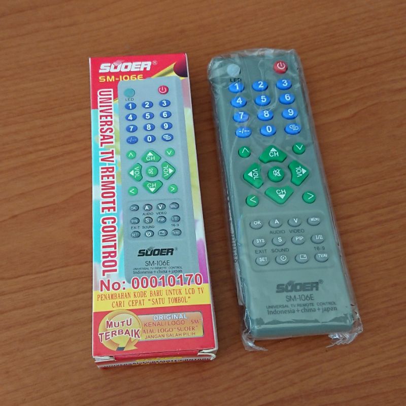 Remote Kontrol Universal TV Tabung dan LCD TV Berbagai Merek Type Suoer SM-106E SM 106E