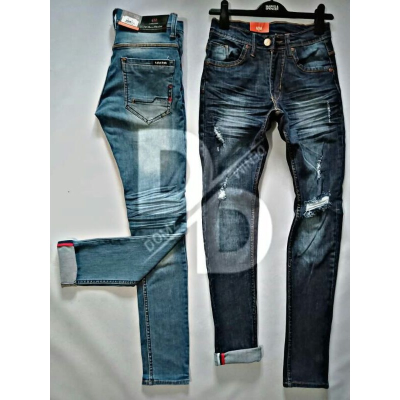 CELANA JEANS PRIA | PANJANG SOBEK | HUGO GLASS QUALITY PREMIUM