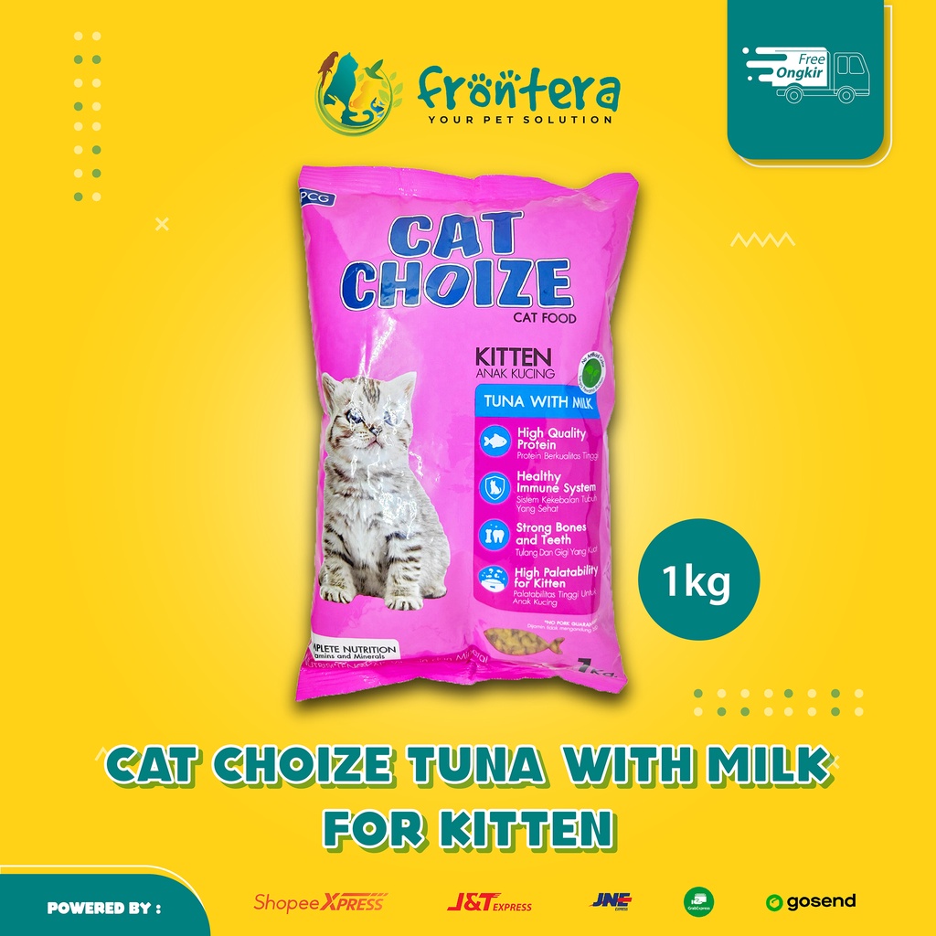 cat choize kitten tuna with milk 1kg  pink  fresh pack   cat food   makanan kucing anak kucing