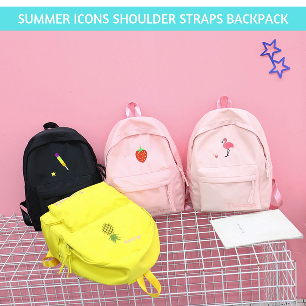 BACKPACK FASHION TAS RANSEL STRAWBERRY PINK TAS WANITA SEKOLAH IMPORT