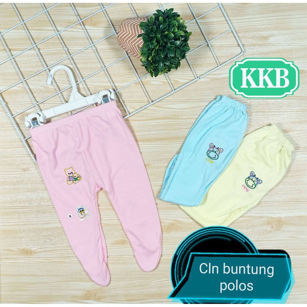 3 Pcs Celana Panjang Buntu Bayi Warna Tebal Halus Dengan Motif Polos Bordir dan Sablon Full Print TGS