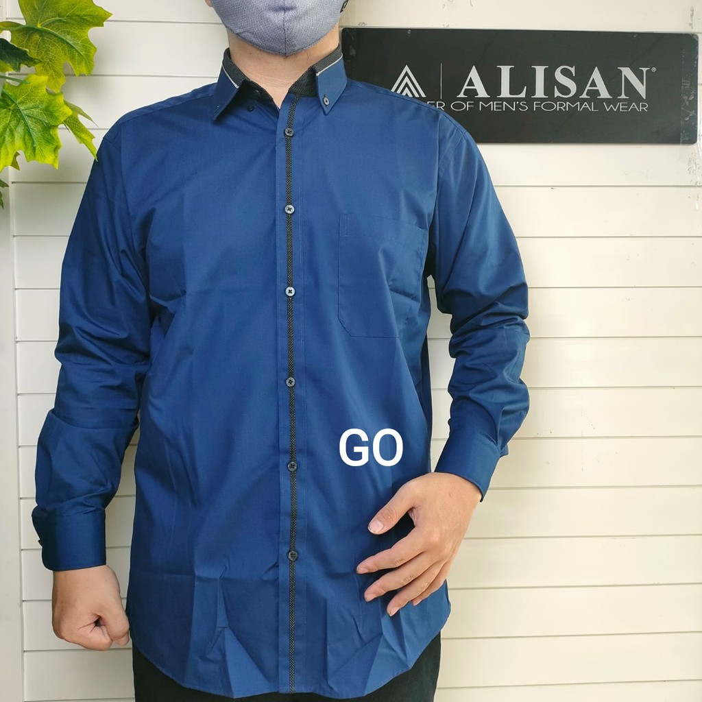 gof PLS ALISAN KEMEJA POLOS Pakaian Pria Hem Kemeja Slimfit Lengan Panjang Original Bagus