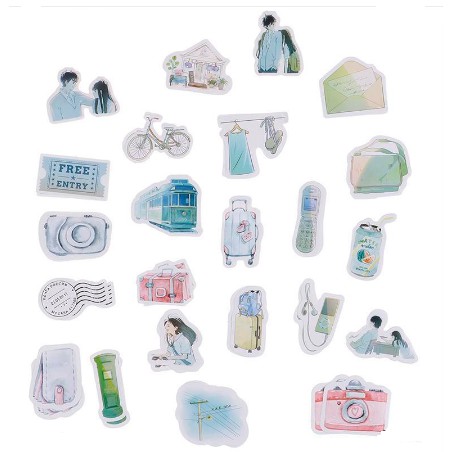 Label Stickers - Traveling Couple (46pcs )