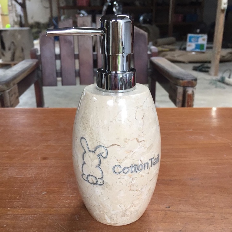 CottonTail Stone Soap Dispenser / Toothpaste Glass / Botol Sabun Pump / Gelas Sikat Gigi ~ Batu Marmer / Batu Andesit