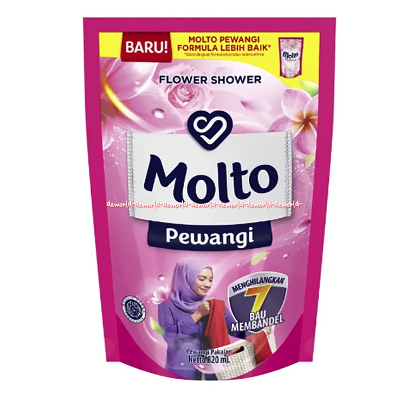 Molto Pewangi 1800ml Floral Bliss Flower Shower Pewangi Pakaian Softener Moltto Pink Biru Blue