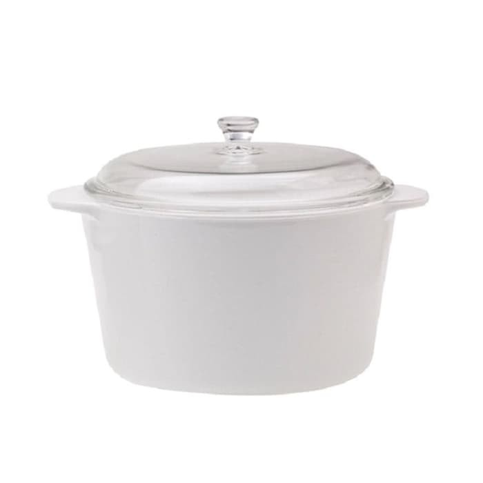 Luminarc Vitroline Panci Casserole Plain White 5L + Tutup Kaca Set