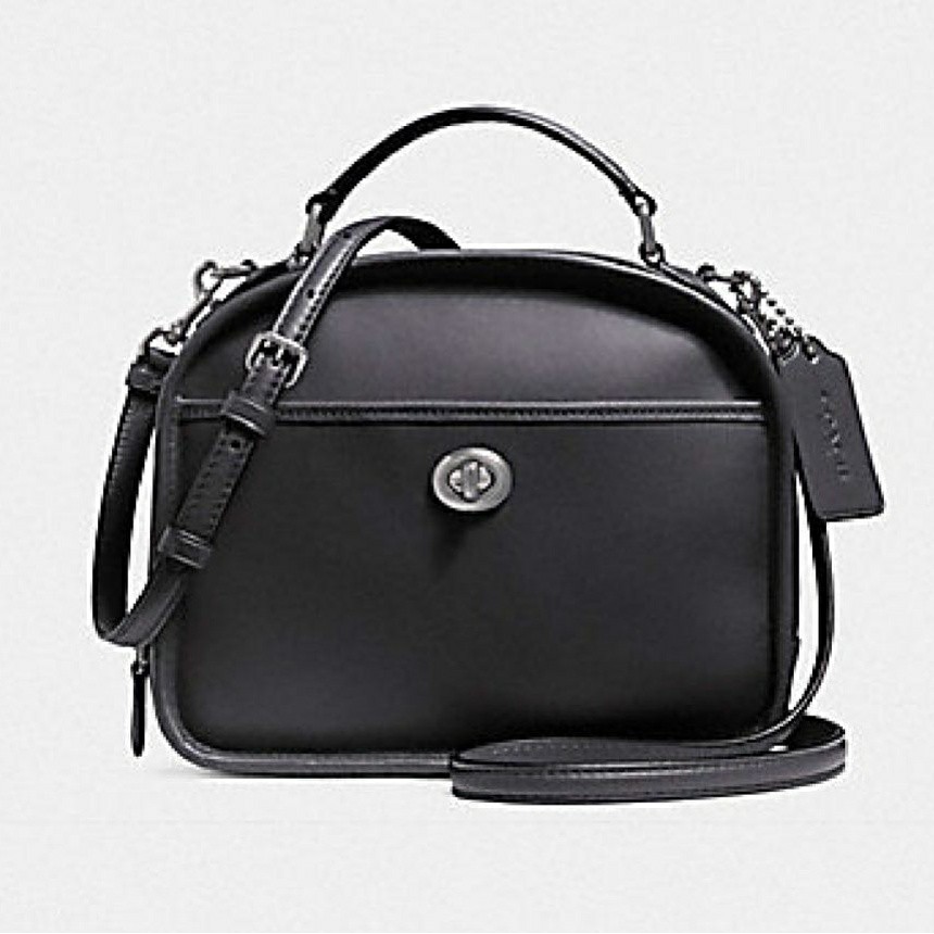 Coach Lunch Box Black Leather . Tas Coach Original