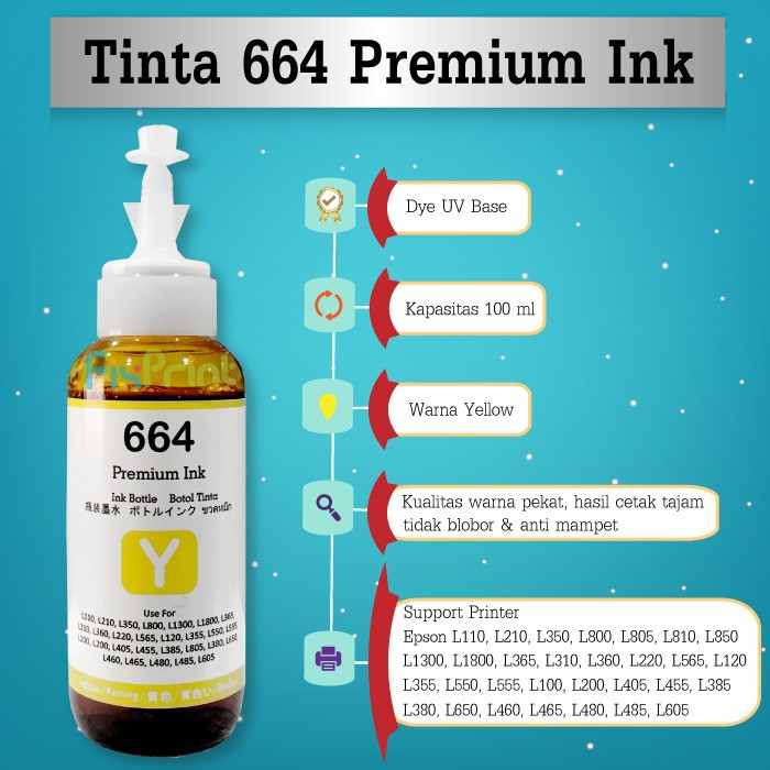 Tinta Premium Ink Epson 100ml Refill Infus T188 Printer L1455 WF-7711 WF-7611 WF-7211 WF-7111 7621