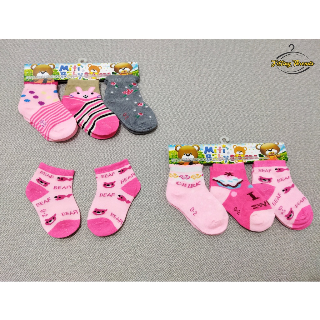 3 Pasang Kaos Kaki Anak Bayi Cewek Perempuan Newborn 0-12 Bulan