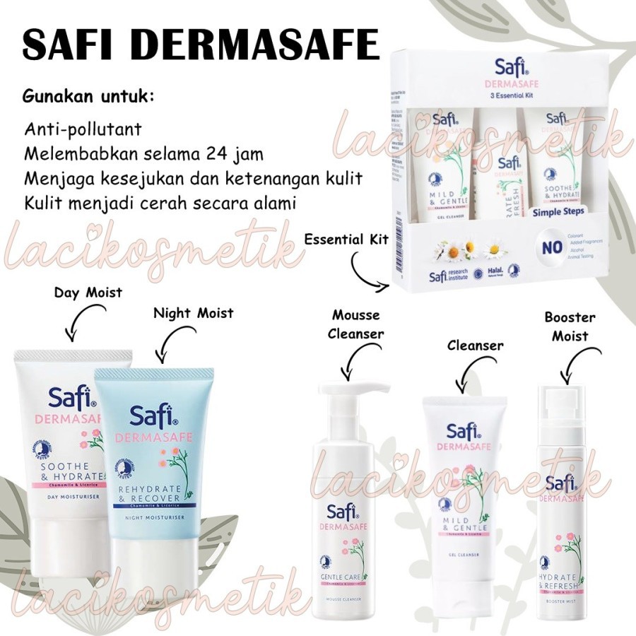 ✨LACIKOSME✨ SAFI DERMASAFE SERIES - CLEANSER MOUSSE DAY NIGHT BOOSTER ESSENTIAL