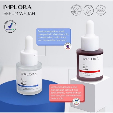 IMPLORA FACE SERUM LUMINOUS BRIGHT SERUM ACNE PEELING MIDNIGHT SERUM WAJAH IMPLORA