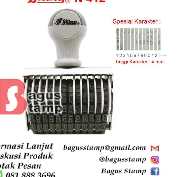 

℮ Stempel Manual Huruf Angka 12 Digit 4mm 4 mm Shiny N 412 / N-412 - Stempel Saja ✿