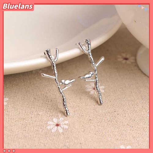 Bluelans Women Fashion Bird Tree Branches Shape Earrings Concise Alloy Ear Studs Jewelry