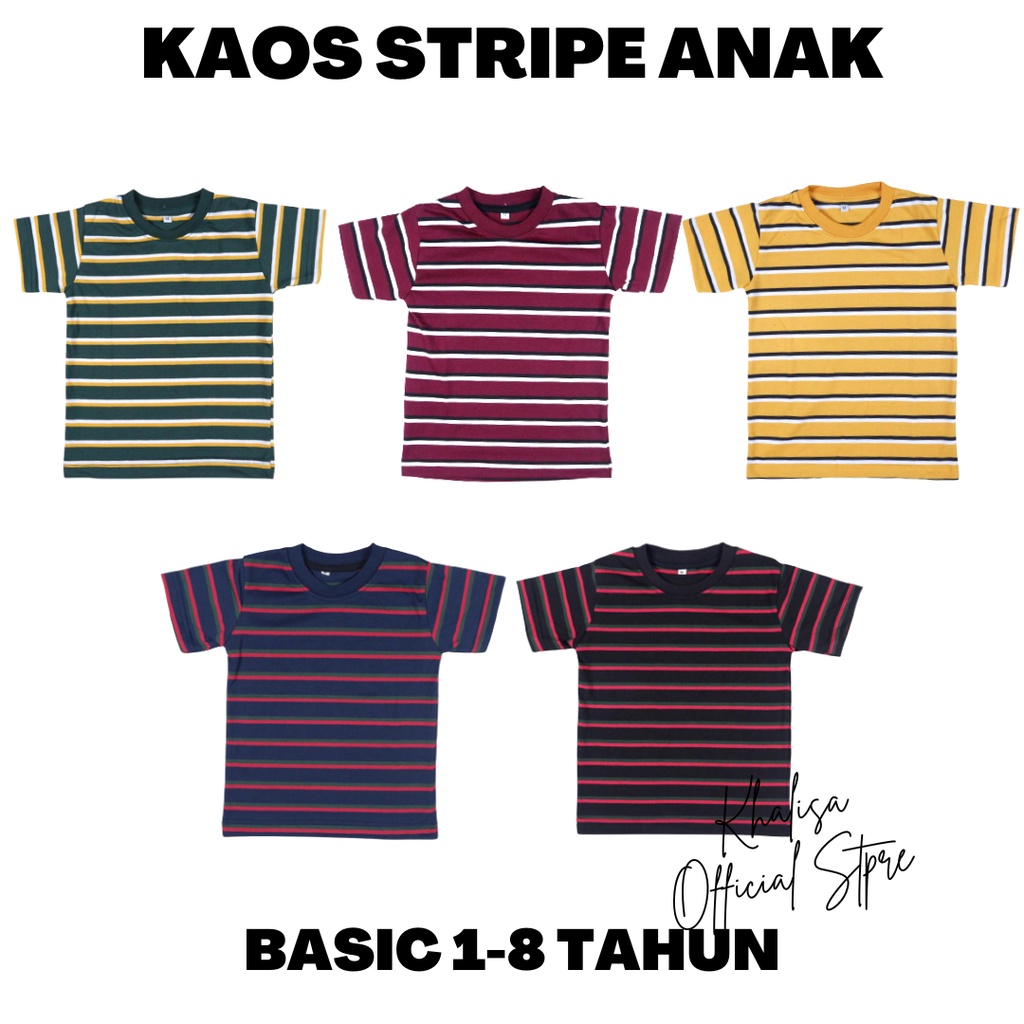 Kaos Stripe Salur Anak 1thn S/d 8thn cotton cvc 30s