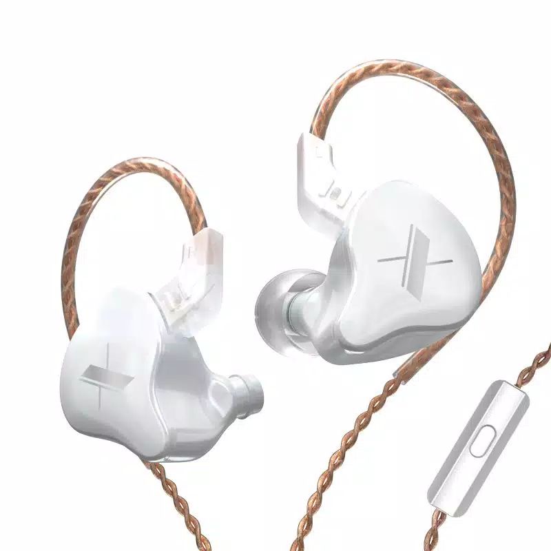 Headset KZ EDX 1DD original HIFI BASS stereo music telfon gaming daily earphone with mic Knowledge Zenith-White