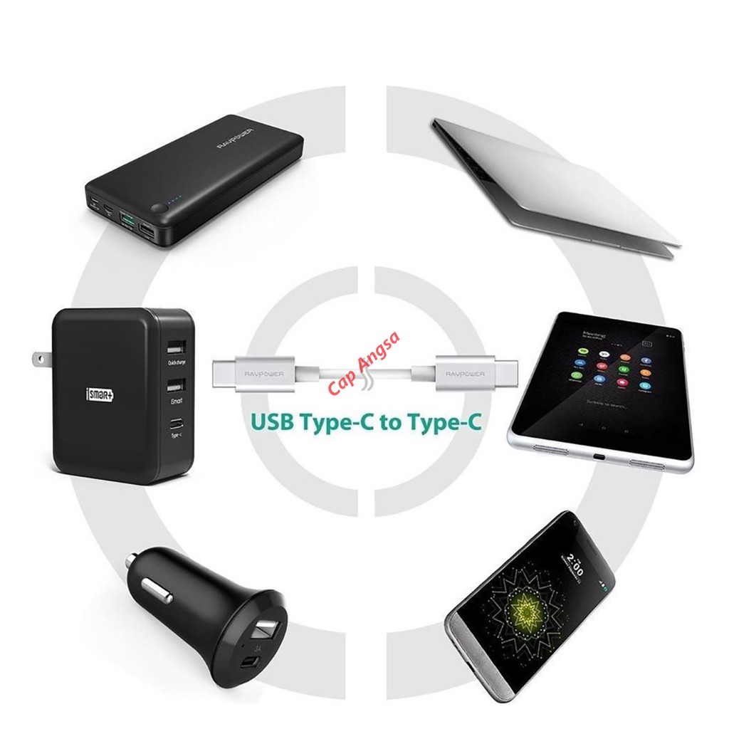 RAVPower RP-TPC001 FAST CHARGING KABEL CHARGER DATA QUICK CHARGE USB TYPE C TO C DATA RAV POWER 001