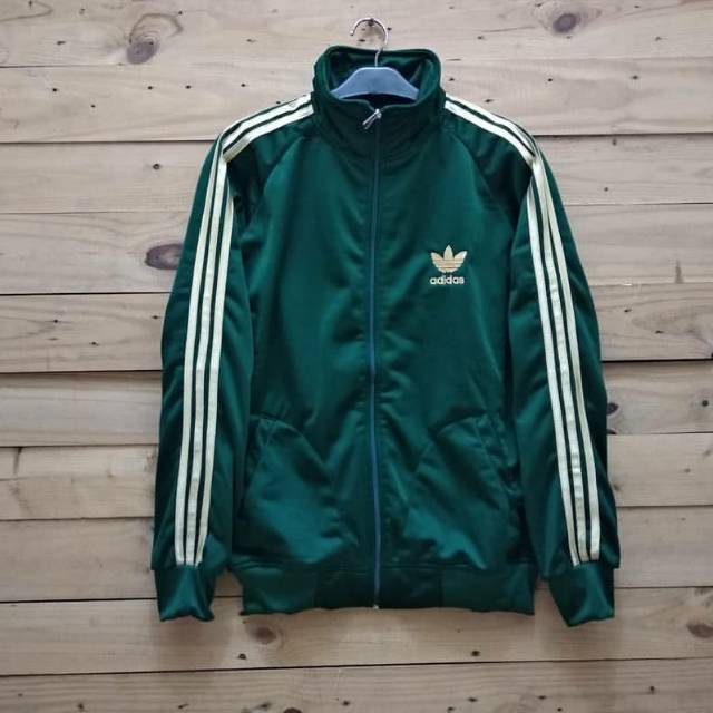 Jaket adidas tracktop premium hijau list gold