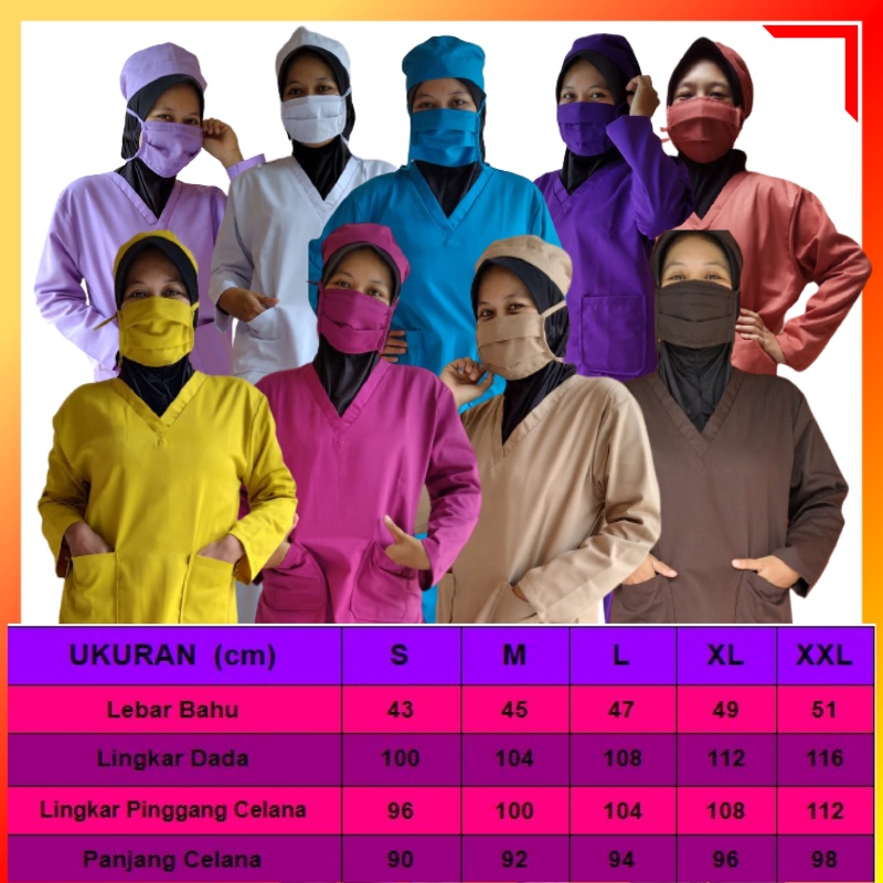 Baju OK OKA Lengan Panjang Set Baju Jaga Perawat Petugas Medis Baju Dokter Seragam OK Berkualitas