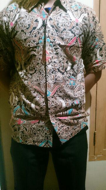 Kemeja Batik Pria Lengan Pendek M L Xl Xxl Kipas Mega Mendung Seno Cendrawasih Merak Kawung