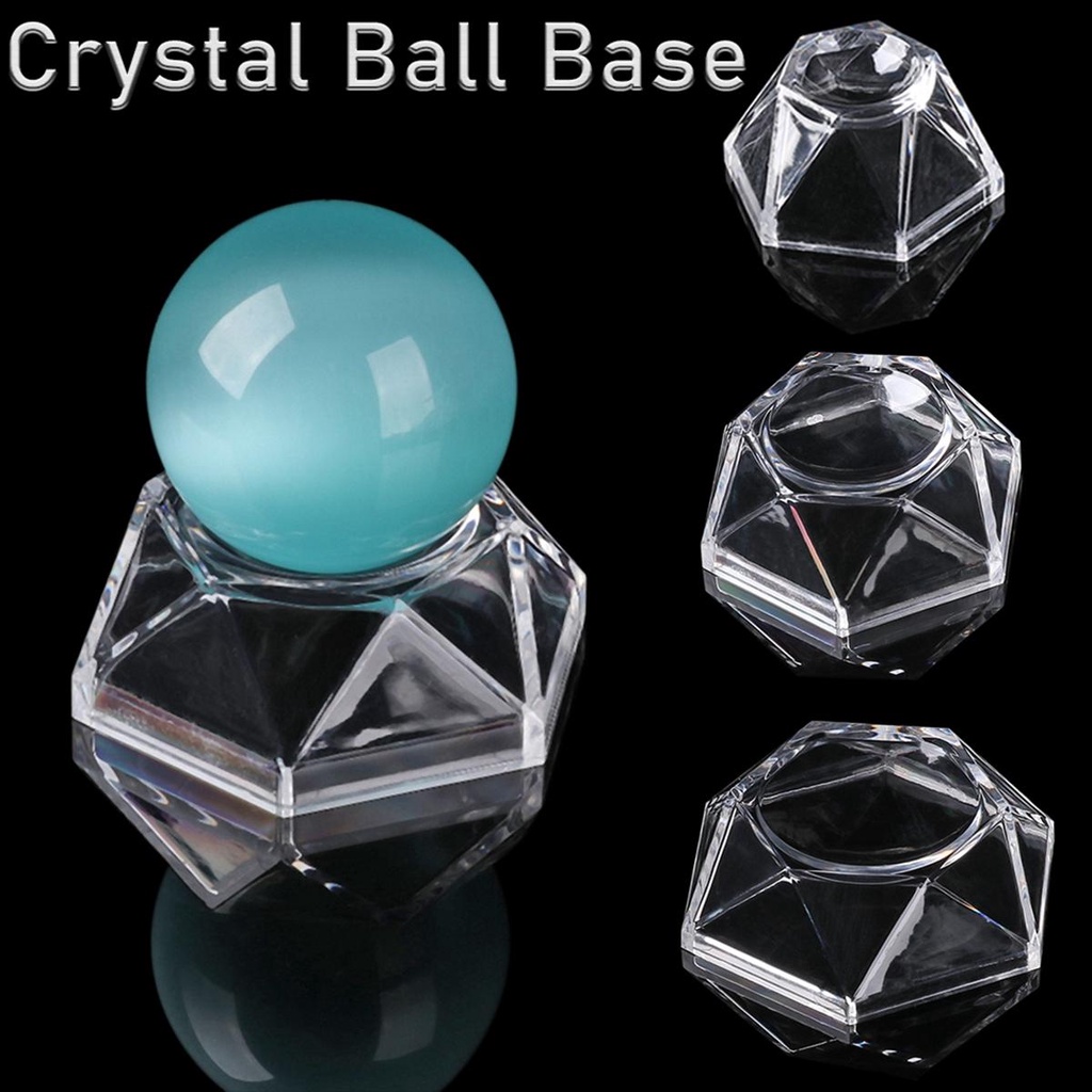 Lanfy Bola Kristal Dasar Sepak Bola Desktop Ornamen Transparan Quartz Akrilik Sphere Holder