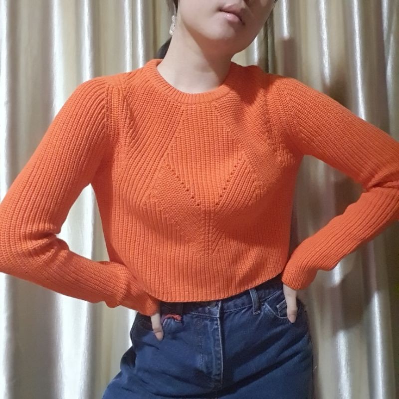 Sweater crop top (orange) ZARA