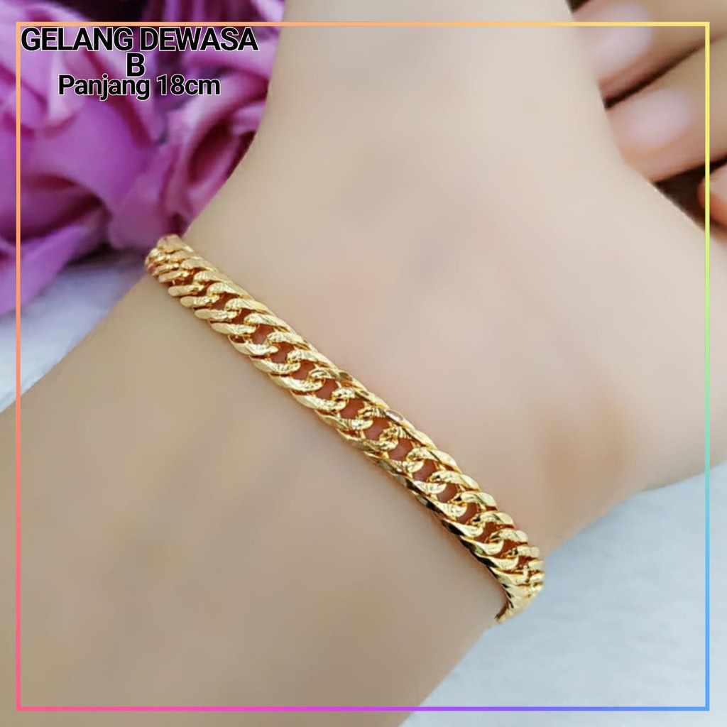 Gelang Tangan Dewasa Titanium Rantai Polos Gold