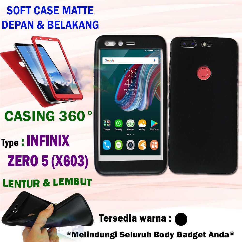 Casing Soft Case 360 2in1 Vivo V15 Pro / Infinix X571 / Infinix Note 4 Pro / Vivo V9 / Vivo Y85 Kasing Baby Skin Silikon Kesing Case Cilicone Softcase FullBody Depan Belakang Warna - Hitam