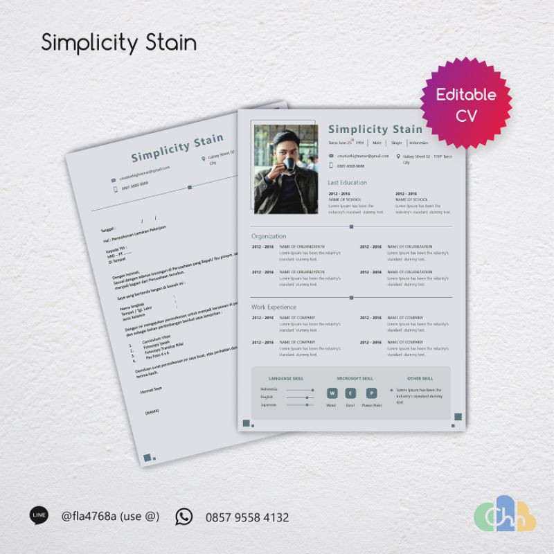 

Jasa Desain CV / Design Curriculum Vitae Tema : Simplicity Stain